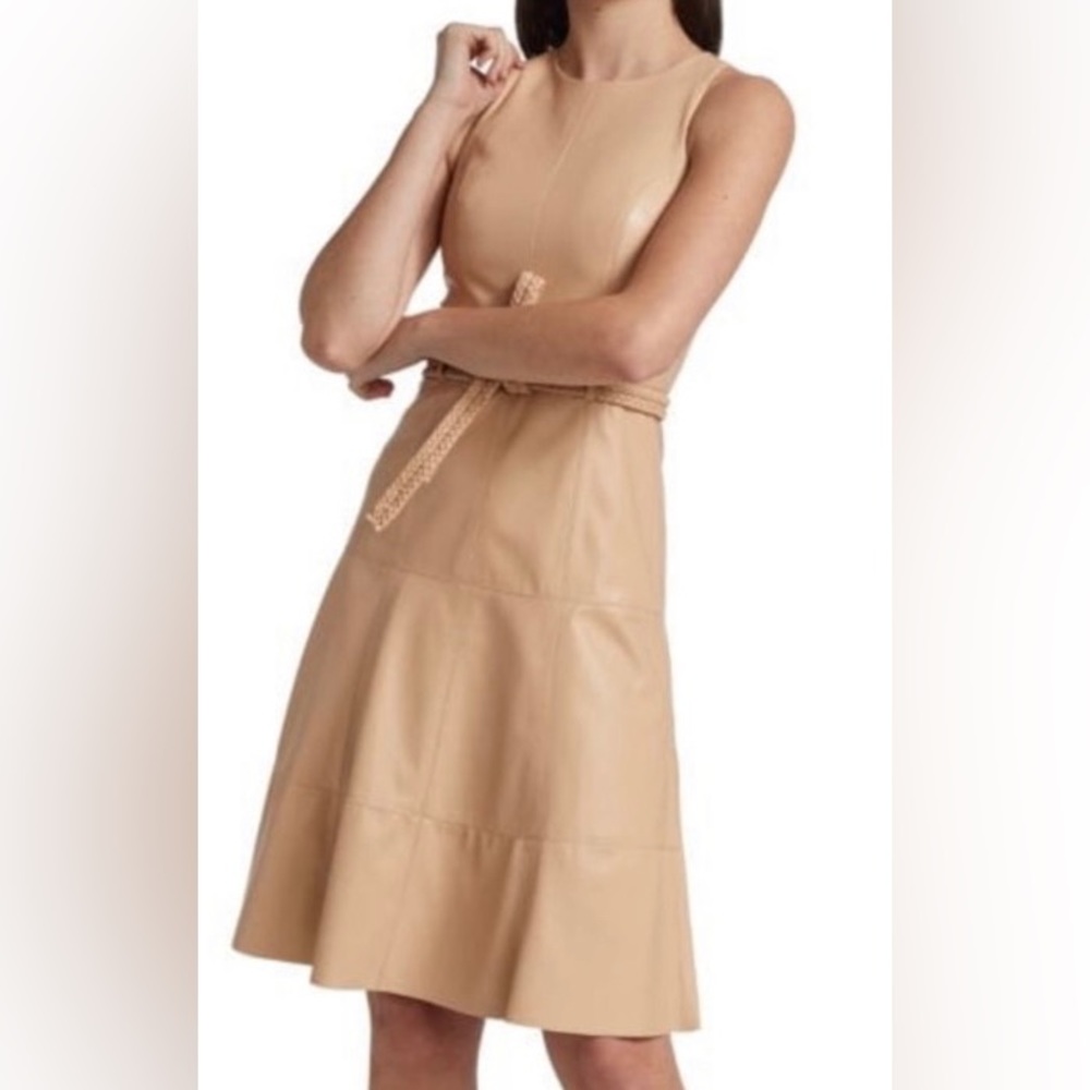 Alice & Olivia - Leandra Vegan-Leather Midi Dress w/ Belt